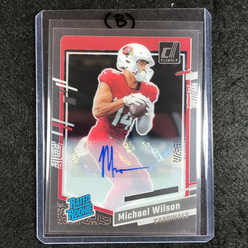 2023 Clearly Donruss Football MICHAEL WILSON Rated Rookie Auto Base #76 (B)