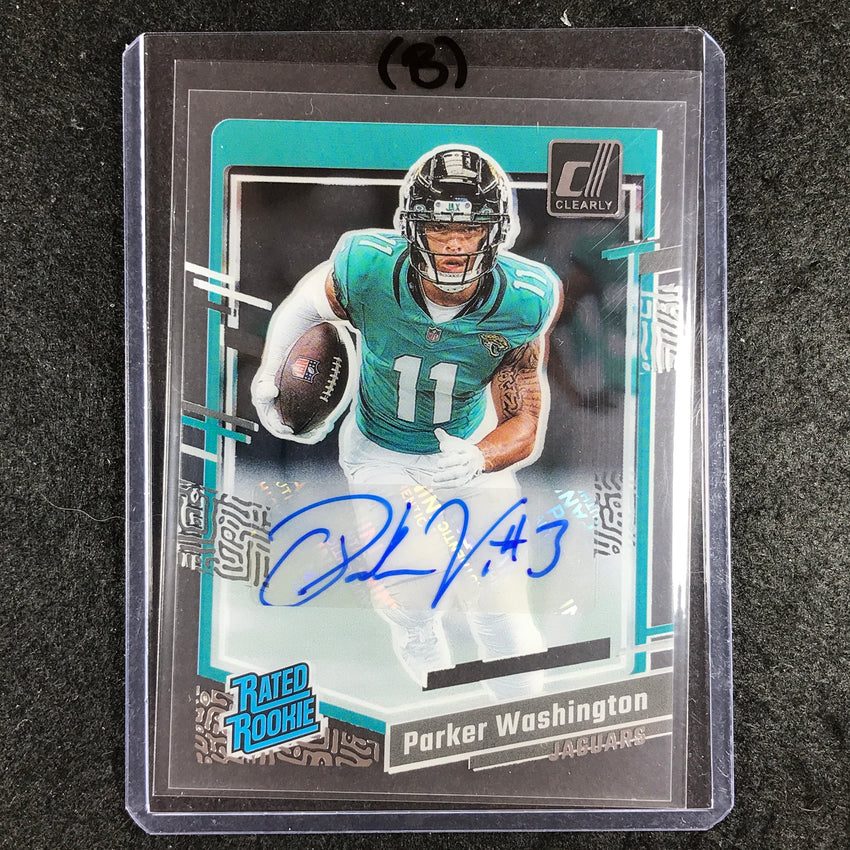 2023 Clearly Donruss Football PARKER WASHINGTON Rated Rookie Auto Base #77 (B)