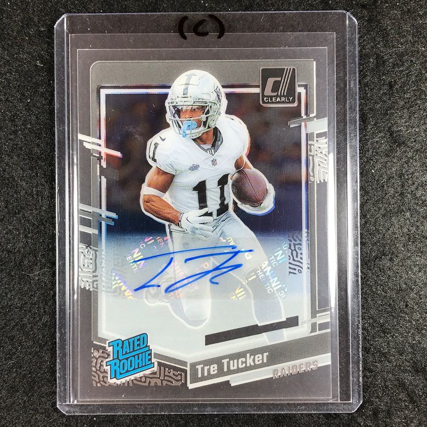 2023 Clearly Donruss Football TRE TUCKER Rated Rookie Auto Base #87 (C)