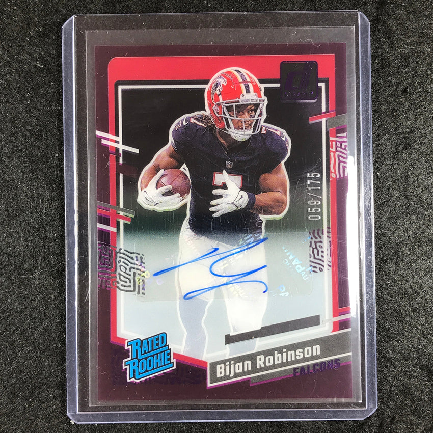 2023 Clearly Donruss Football BIJAN ROBINSON Rated Rookie Auto Purple 59/175 #53