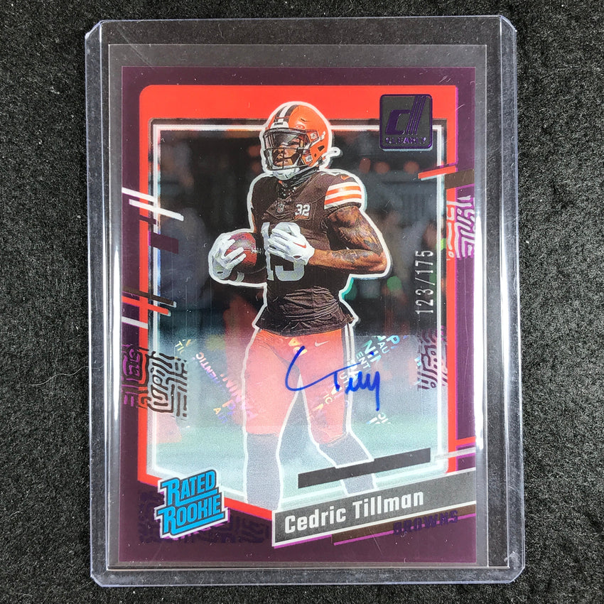 2023 Clearly Donruss Football CEDRIC TILLMAN Rated Rookie Auto Purple 123/175