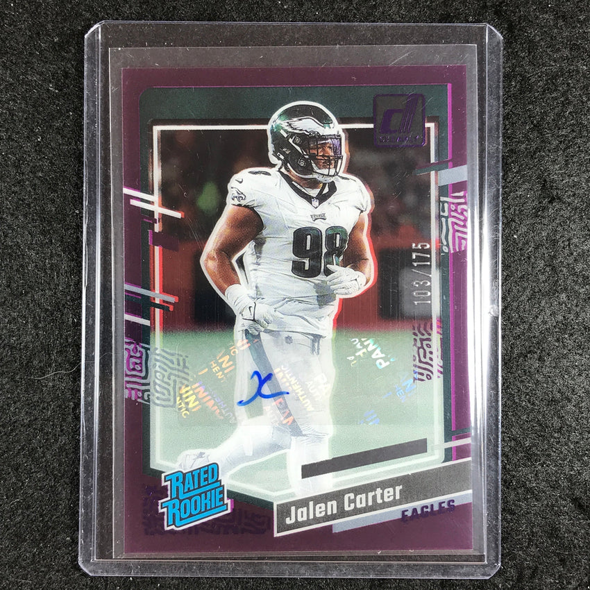 2023 Clearly Donruss Football JALEN CARTER Rated Rookie Auto Purple 103/175 #64