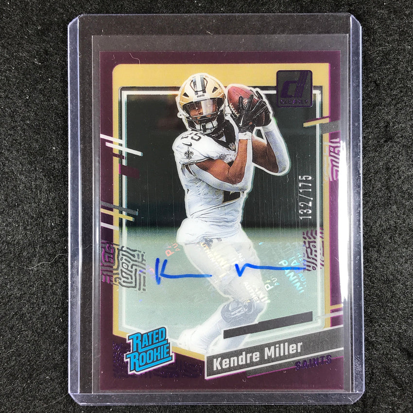 2023 Clearly Donruss Football KENDRE MILLER Rated Rookie Auto Purple 132/175 #72