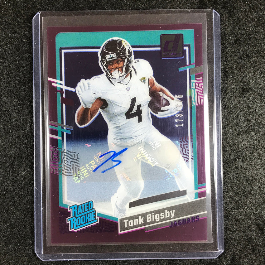 2023 Clearly Donruss Football TANK BIGSBY Rated Rookie Auto Purple 173/175 #84