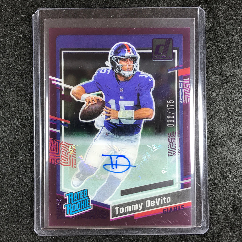 2023 Clearly Donruss Football TOMMY DEVITO Rated Rookie Auto Purple 96/175 #97