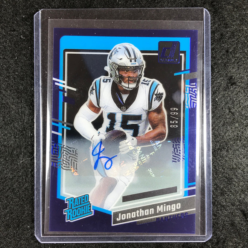 2023 Clearly Donruss Football JONATHAN MINGO Rated Rookie Auto Blue 85/99 #69