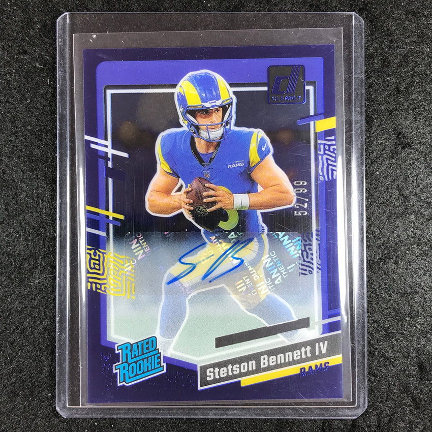 2023 Clearly Donruss Football STETSON BENNETT IV Rated Rookie Auto Blue 52/99