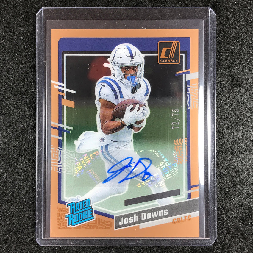 2023 Clearly Donruss Football JOSH DOWNS Rated Rookie Auto Orange 72/75 #71