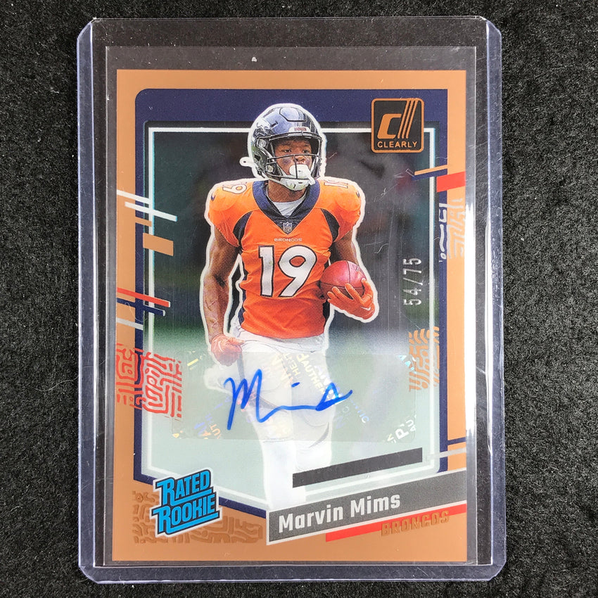 2023 Clearly Donruss Football MARVIN MIMS Rated Rookie Auto Orange 54/75 #74