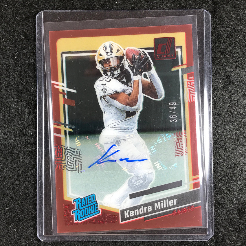 2023 Clearly Donruss Football KENDRE MILLER Rated Rookie Auto Red 36/49 #72