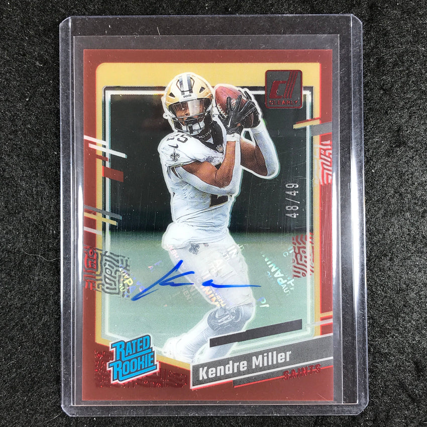 2023 Clearly Donruss Football KENDRE MILLER Rated Rookie Auto Red 48/49 #72