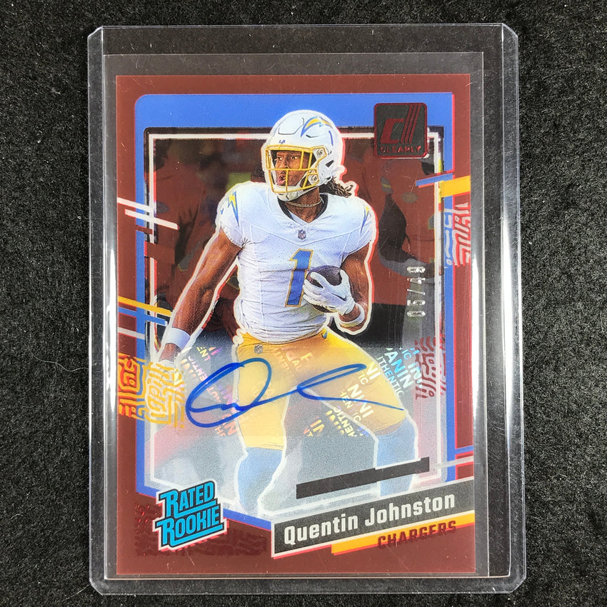 2023 Clearly Donruss Football QUENTIN JOHNSTON Rated Rookie Auto Red 5/49 #78