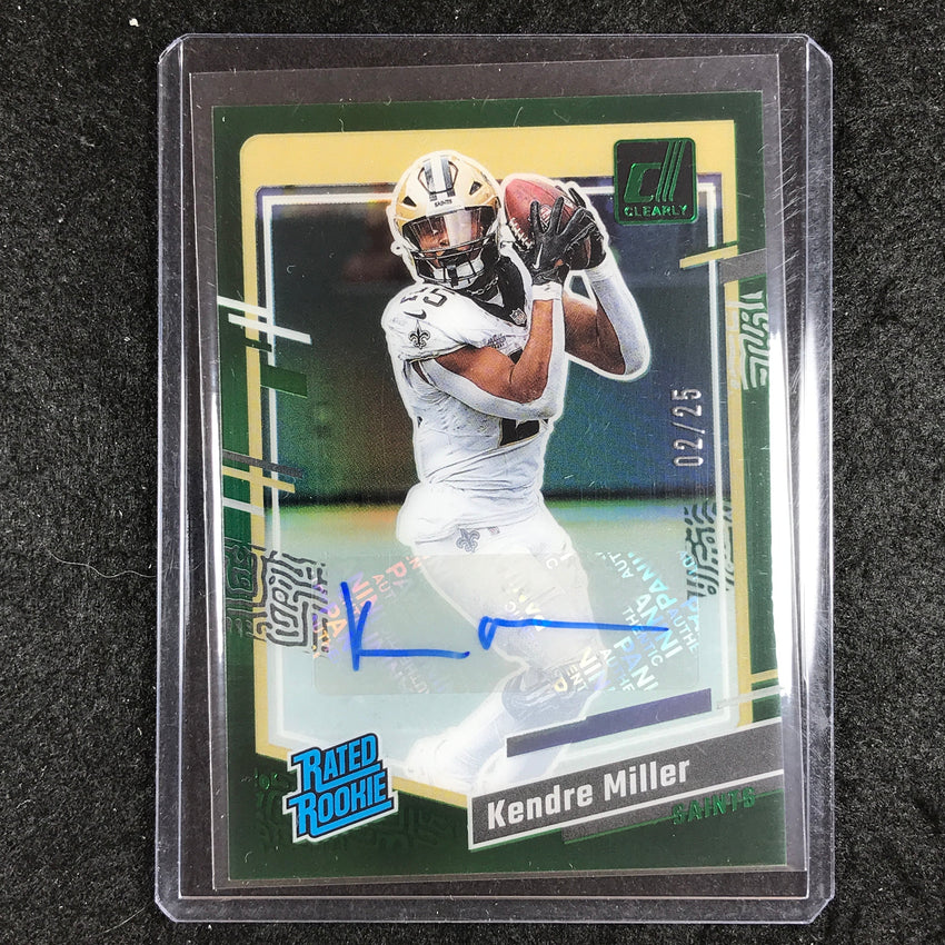 2023 Clearly Donruss Football KENDRE MILLER Rated Rookie Auto Green 2/25 #72