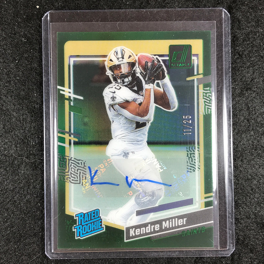 2023 Clearly Donruss Football KENDRE MILLER Rated Rookie Auto Green 11/25 #72