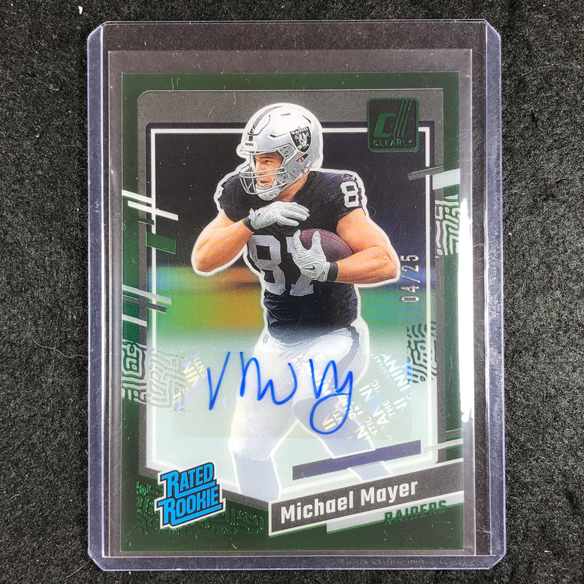 2023 Clearly Donruss Football MICHAEL MAYER Rated Rookie Auto Green 4/25 #75