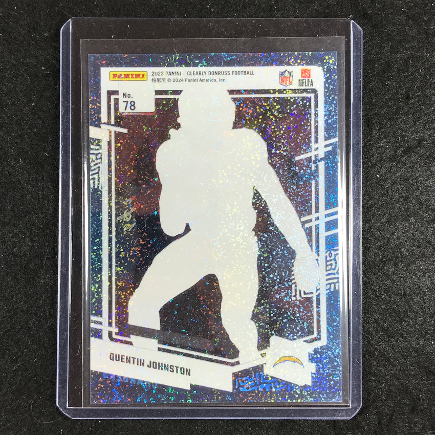 2023 Clearly Donruss Football QUENTIN JOHNSTON Rated Rookie Platinum Holo 1/1