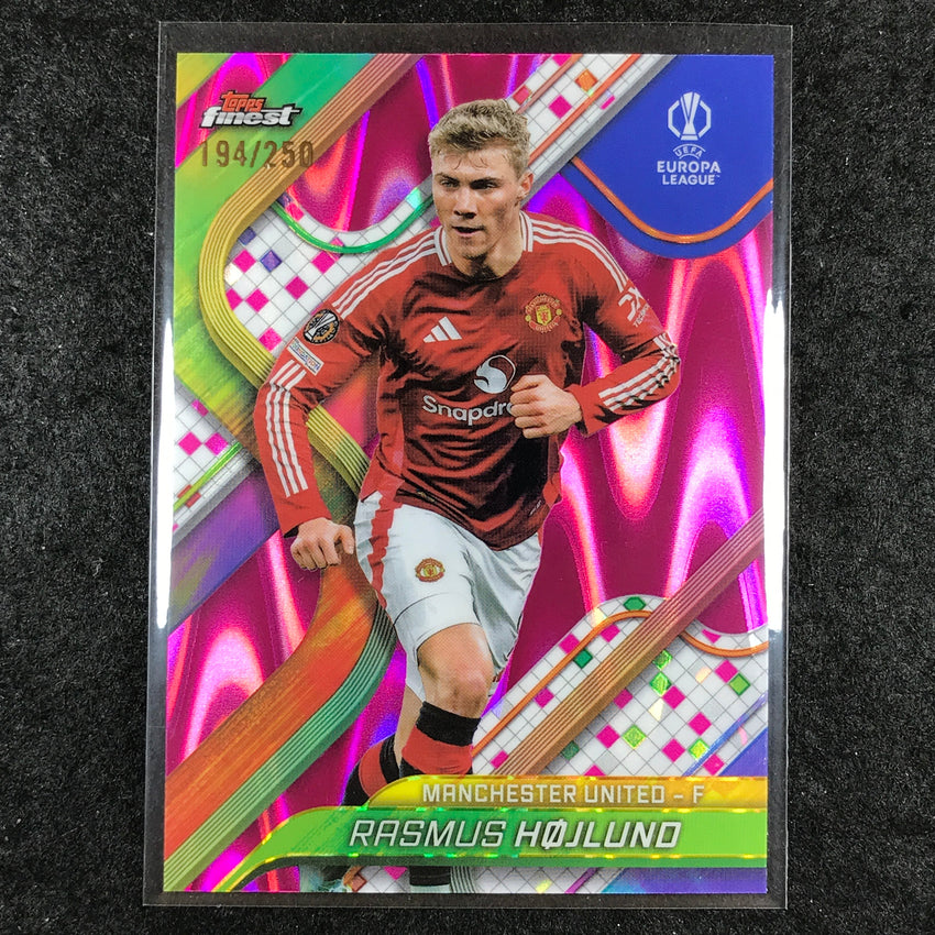 2024-25 Topps Finest UEFA Club Comp RASMUS HOJLUND Pink RayWave /250 #63