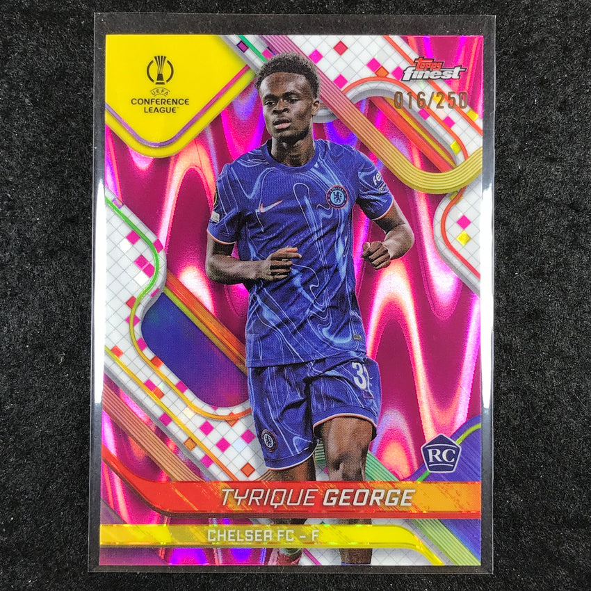 2024-25 Topps Finest UEFA Club Comp TYRIQUE GEORGE Rookie Pink RayWave /250 #96