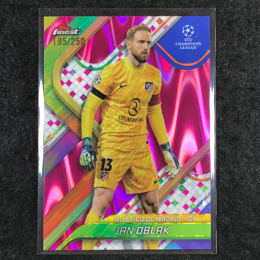 2024-25 Topps Finest UEFA Club Comp JAN OBLAK Pink RayWave /250 #124