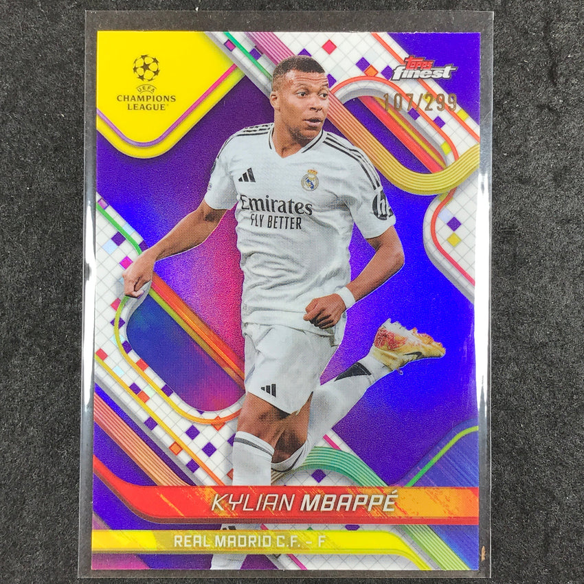 2024-25 Topps Finest UEFA Club Comp KYLIAN MBAPPE Base Purple /299 #9