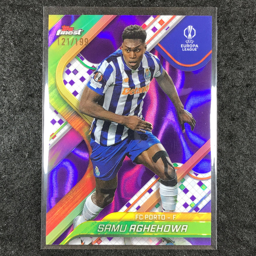 2024-25 Topps Finest UEFA Club Comp SAMU AGHEHOWA Purple Lava /199 #44