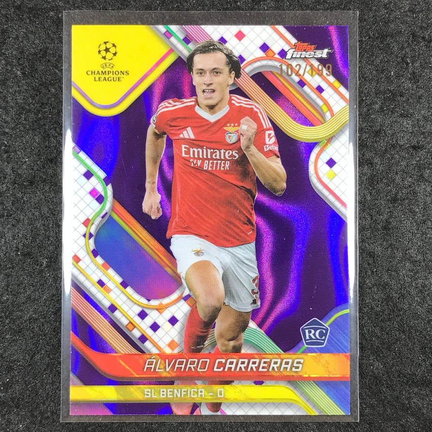 2024-25 Topps Finest UEFA Club Comp ALVARO CARRERAS Rookie Purple Lava /199 #85