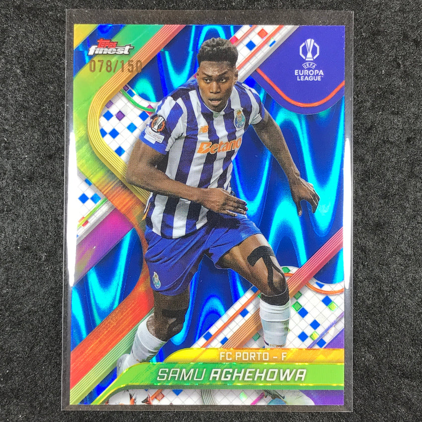 2024-25 Topps Finest UEFA Club Comp SAMU AGHEHOWA Blue RayWave /150 #44