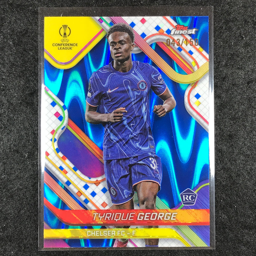 2024-25 Topps Finest UEFA Club Comp TYRIQUE GEORGE Rookie Blue RayWave /150 #96