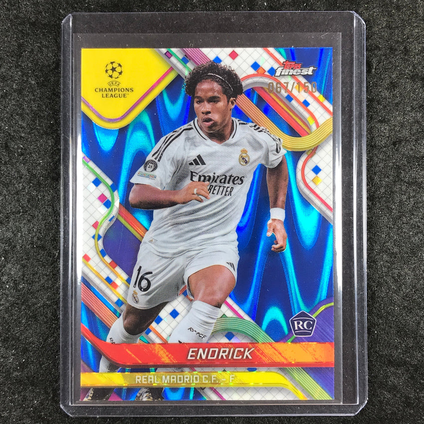 2024-25 Topps Finest UEFA Club Comp ENDRICK Rookie Blue RayWave /150 #100