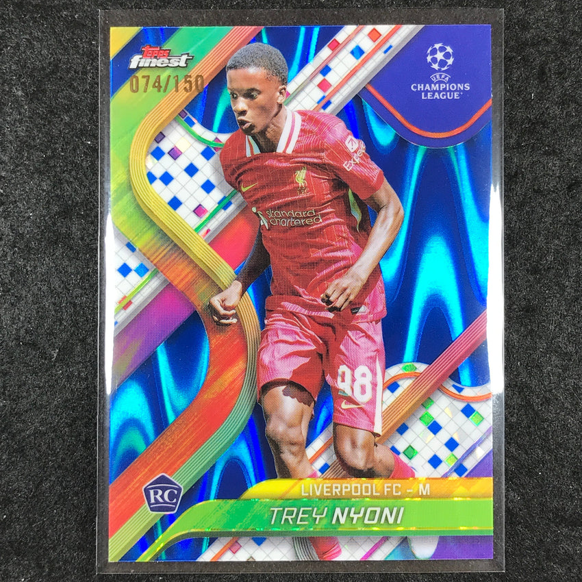 2024-25 Topps Finest UEFA Club Comp TREY NYONI Rookie Blue RayWave /150 #114