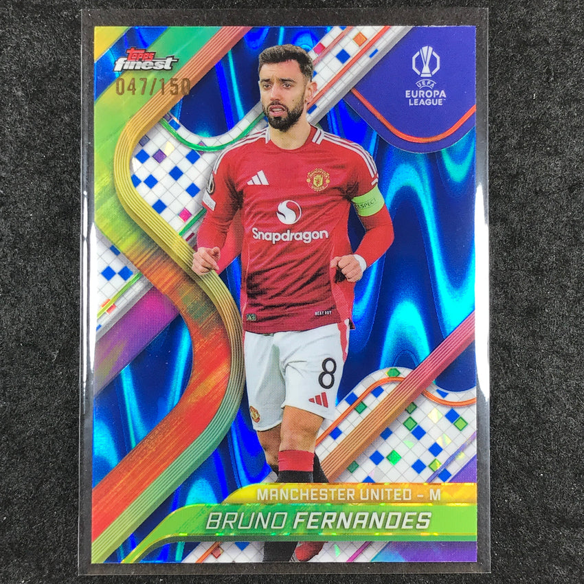 2024-25 Topps Finest UEFA Club Comp BRUNO FERNANDES Blue RayWave /150 #134