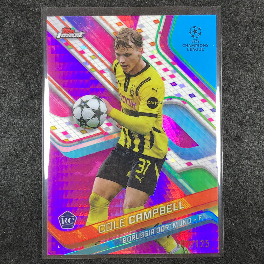 2024-25 Topps Finest UEFA Club Comp COLE CAMPBELL Rookie Pink Prism /125 #58