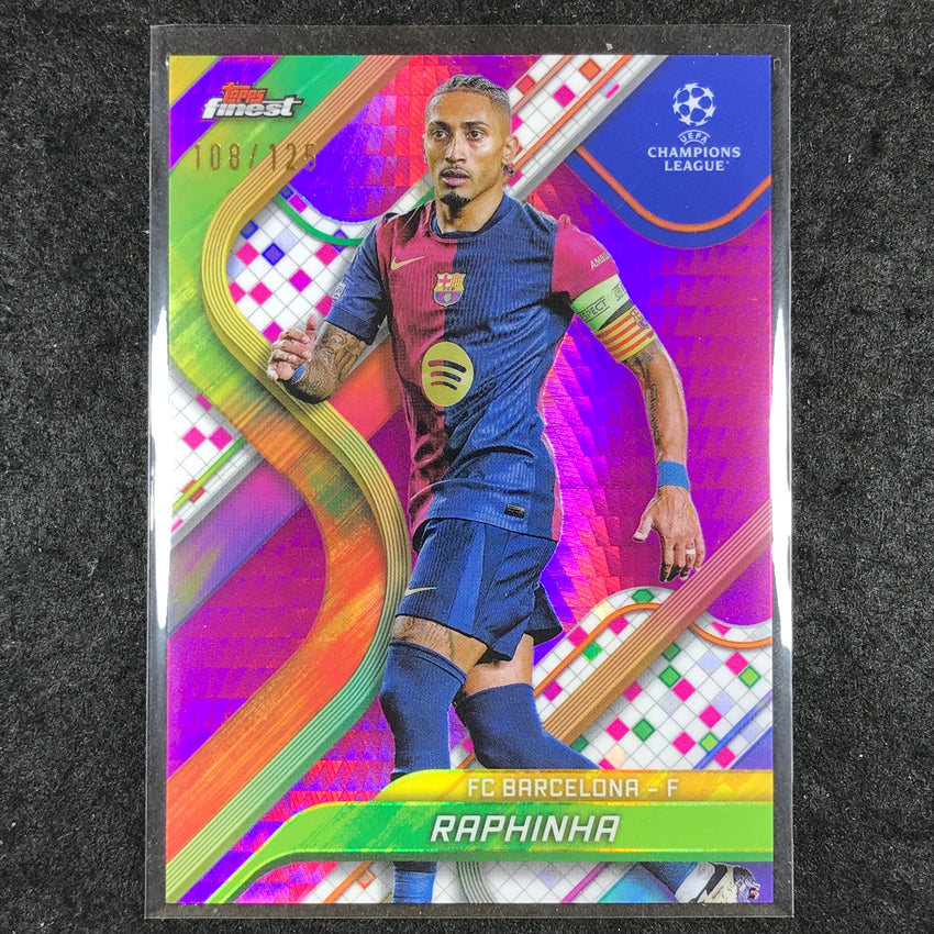2024-25 Topps Finest UEFA Club Comp RAPHINHA Pink Prism /125 #132