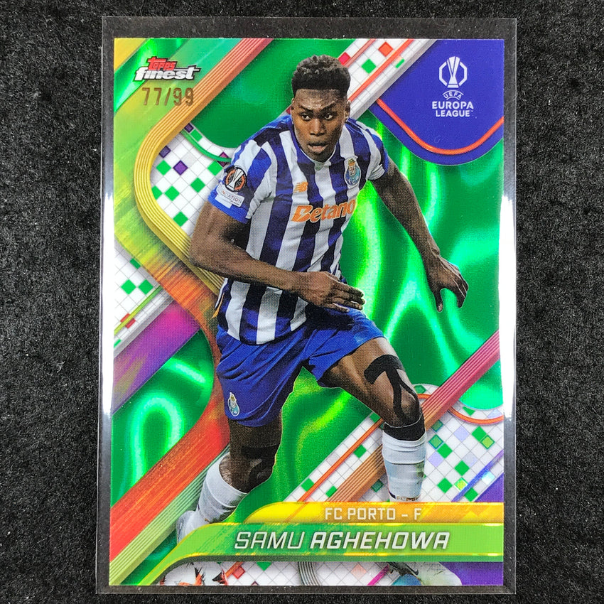 2024-25 Topps Finest UEFA Club Comp SAMU AGHEHOWA Green Lava 77/99 #44