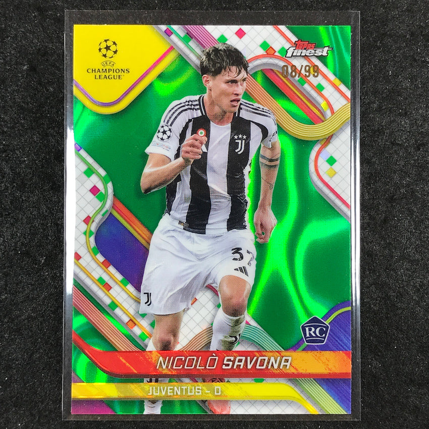 2024-25 Topps Finest UEFA Club Comp NICOLO SAVONA Rookie Green Lava 8/99 #129