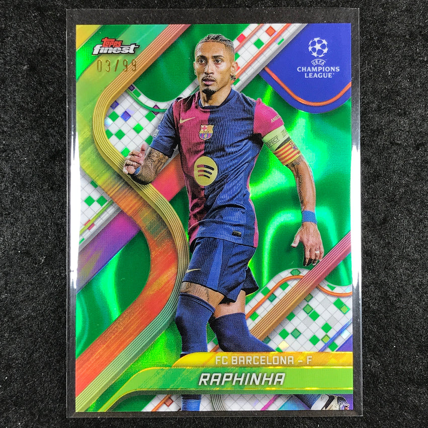 2024-25 Topps Finest UEFA Club Comp RAPHINHA Green Lava 3/99 #132