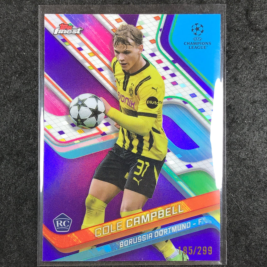 2024-25 Topps Finest UEFA Club Comp COLE CAMPBELL Rookie Base Purple /299 #58