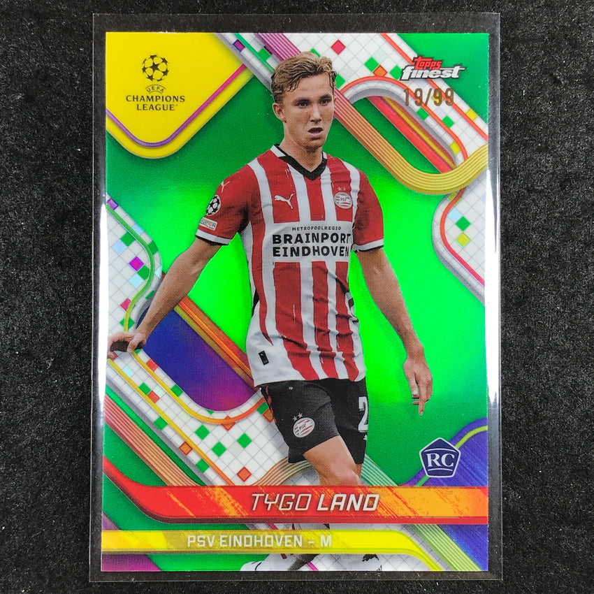 2024-25 Topps Finest UEFA Club Comp TYGO LAND Rookie Base Green 19/99 #28