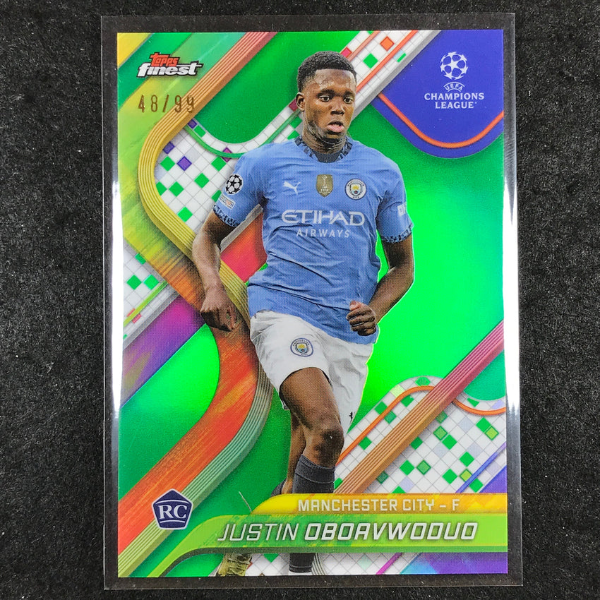 2024-25 Topps Finest UEFA Club Comp JUSTIN OBOAVWODUO Rookie Green 48/99 #112