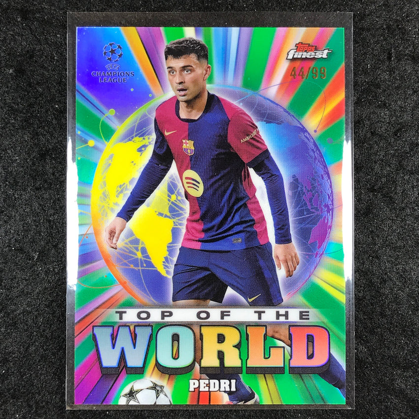 2024-25 Topps Finest UEFA Club Comp PEDRI Top of the World Green 44/99 #29