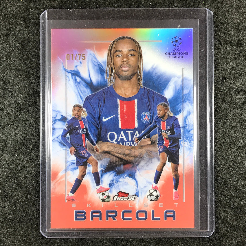 2024-25 Topps Finest UEFA Club Comp BRADLEY BARCOLA Skillset Rose Gold 1/75 #1