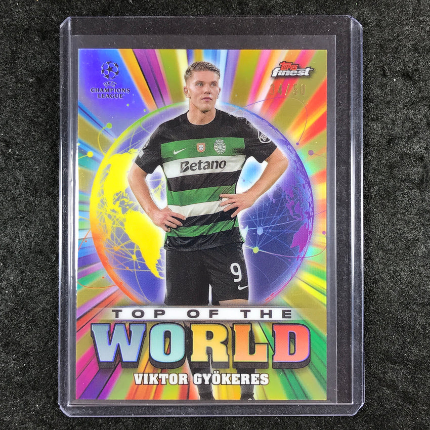 2024-25 Topps Finest UEFA Club Comp VIKTOR GYOKERES Top of the World Gold 34/50