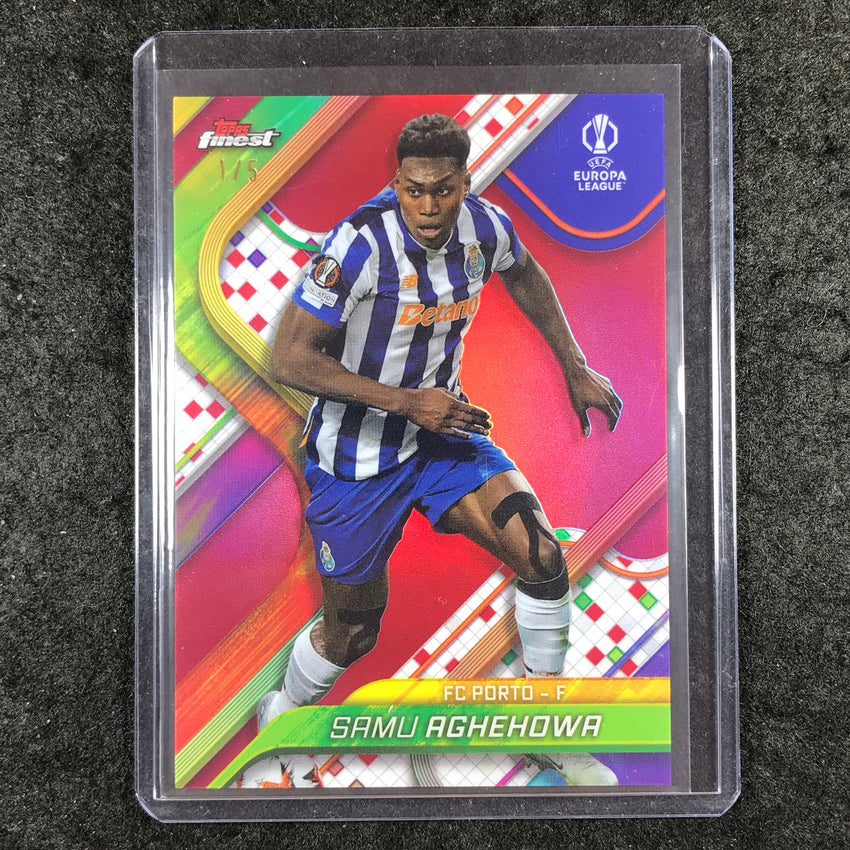 2024-25 Topps Finest UEFA Club Comp SAMU AGHEHOWA Base Red 1/5 #44