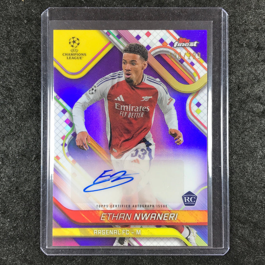 2024-25 Topps Finest UEFA Club Comp ETHAN NWANERI Rookie Auto Purple 190/299