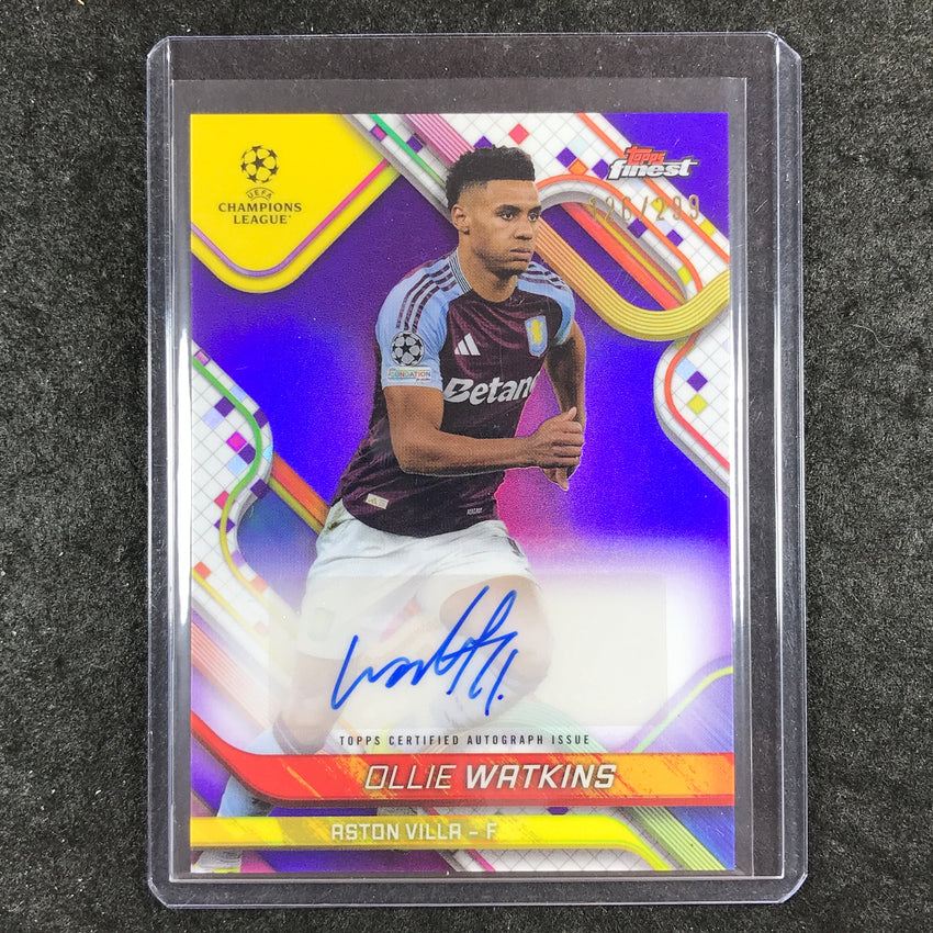 2024-25 Topps Finest UEFA Club Comp OLLIE WATKINS Base Auto Purple 126/299