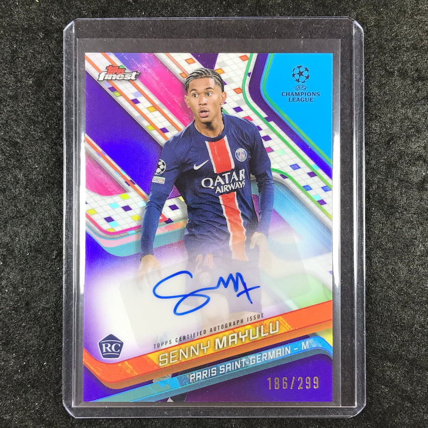 2024-25 Topps Finest UEFA Club Comp SENNY MAYULU Base Rookie Auto Purple 186/299