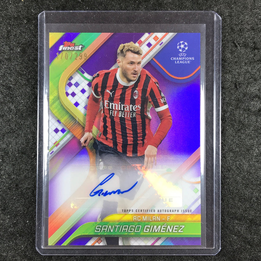 2024-25 Topps Finest UEFA Club Comp SANTIAGO GIMENEZ Base Auto Purple 170/299