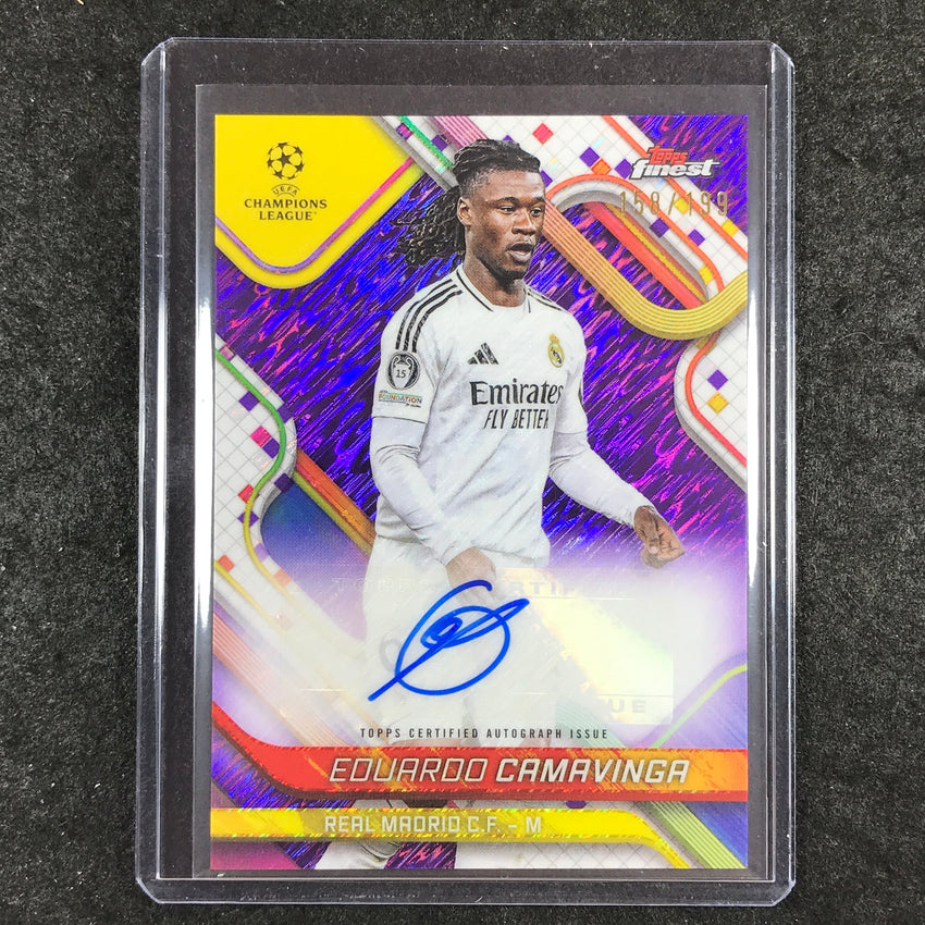 2024-25 Finest UEFA Club Comp EDUARDO CAMAVINGA Auto Purple Shimmer 158/199