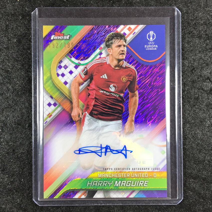 2024-25 Topps Finest UEFA Club Comp HARRY MAGUIRE Auto Purple Shimmer 192/199