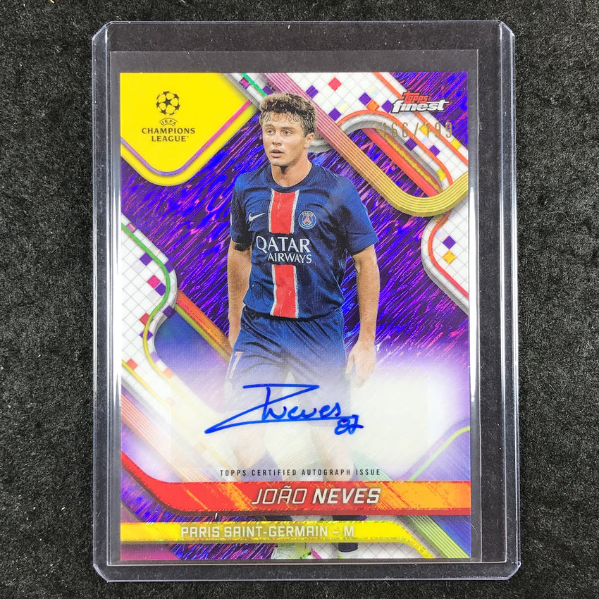 2024-25 Topps Finest UEFA Club Comp JOAO NEVES Base Auto Purple Shimmer 166/199